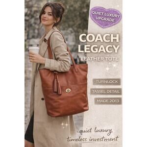 Coach Legacy Leather Tote Brown Turnlock Tassel Large Shoulder Bag